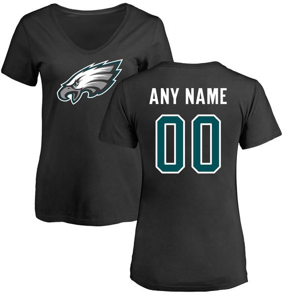 Women Philadelphia Eagles NFL Pro Line Black Custom Name and Number Logo Slim Fit T-Shirt->->Sports Accessory